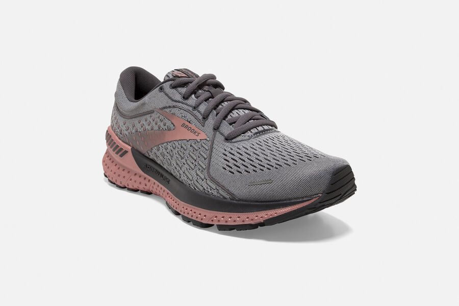 Brooks Running Shoes - Adrenaline GTS 21 Road Womens - Dark Grey/Pink - WJH-026387